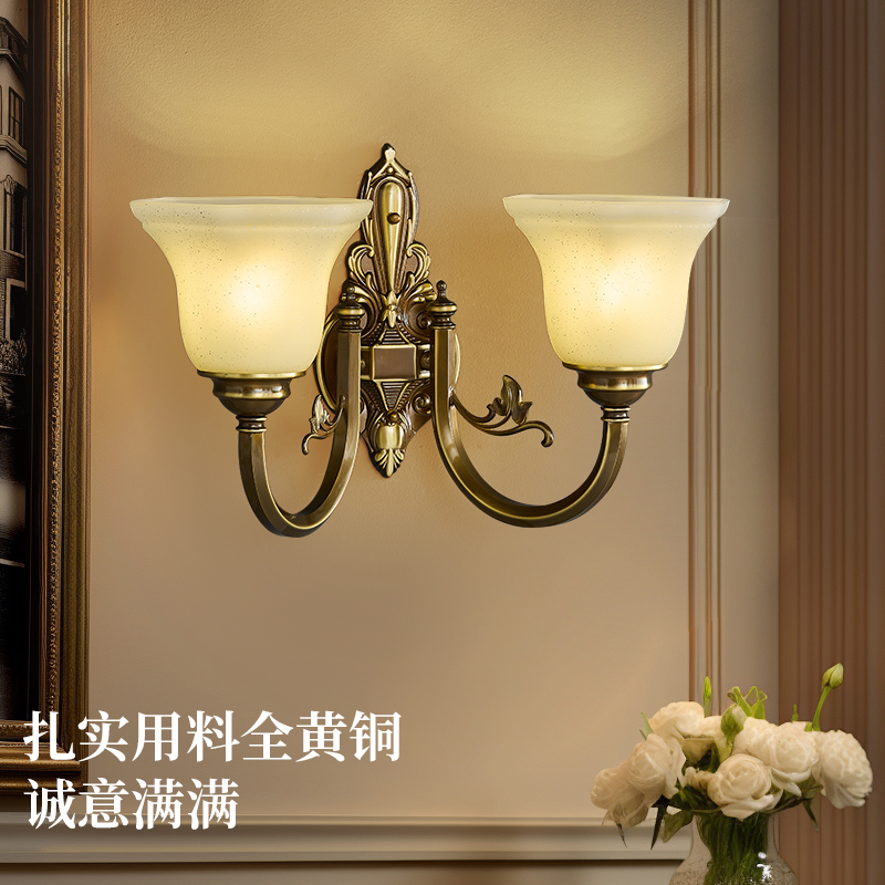 美式全铜壁灯欧式过道玄关灯阳台走廊户外电视墙床头灯具