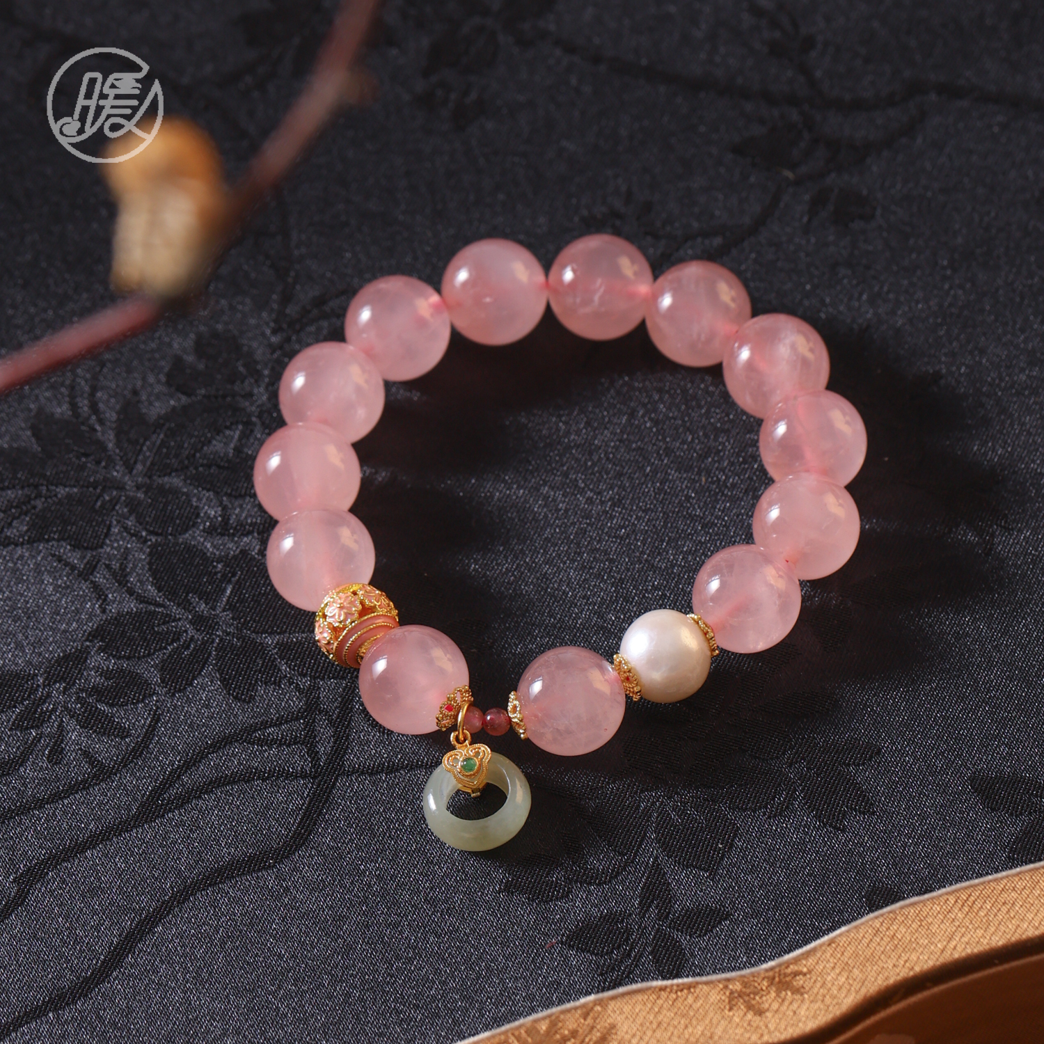 Nuanyan/暖言单圈粉水晶手串12mm搭配甜甜圈手链G1486多样性发一
