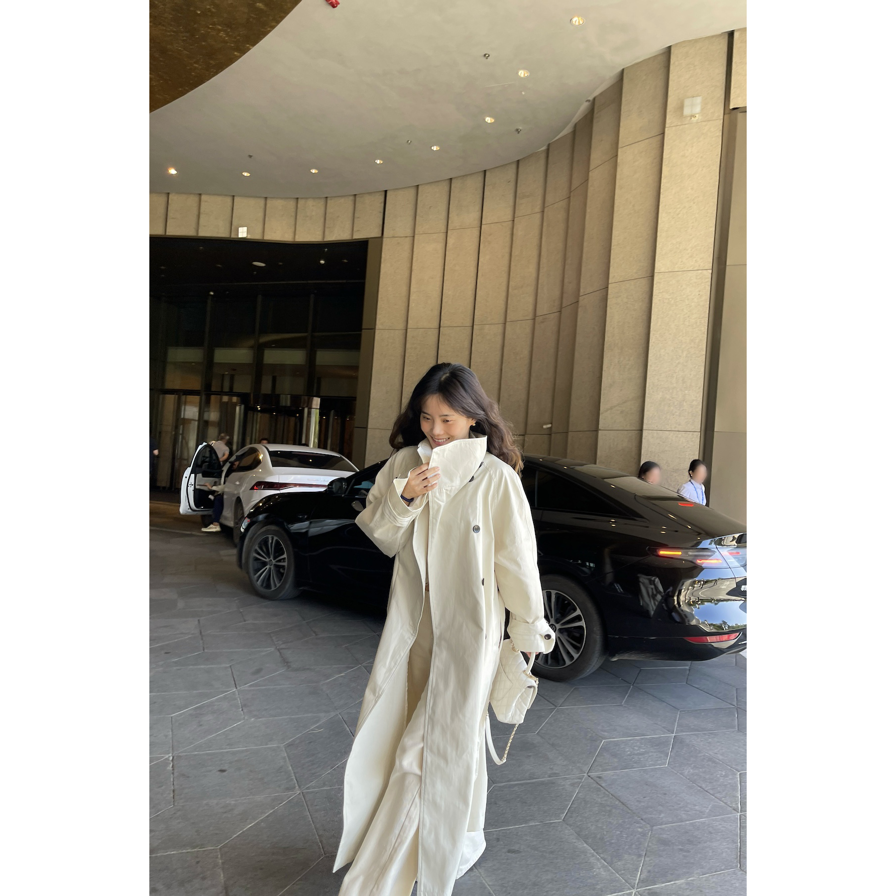 井迪儿【无垠】~70%棉早秋英伦风大翻领双排扣宽松长款风衣外套2