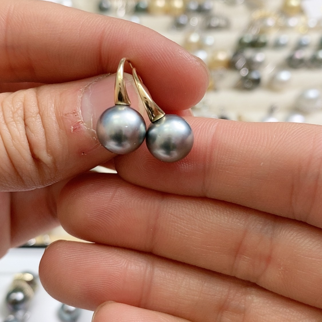 【闪购商品】海水珍珠耳饰银S925镀金镶嵌