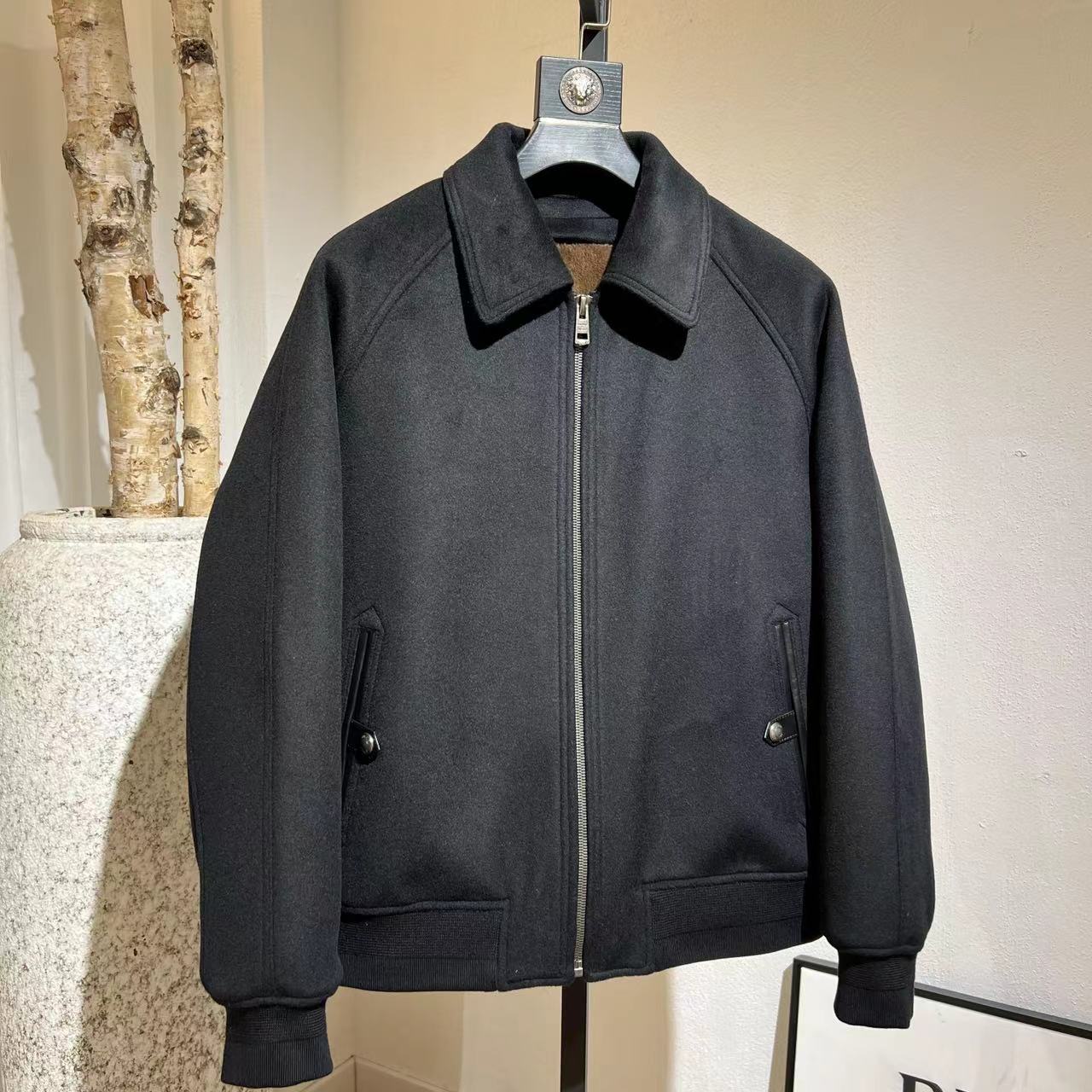 L.P进口貂内胆羊绒派克男款法式休闲翻领加厚秋冬行政轻奢百搭