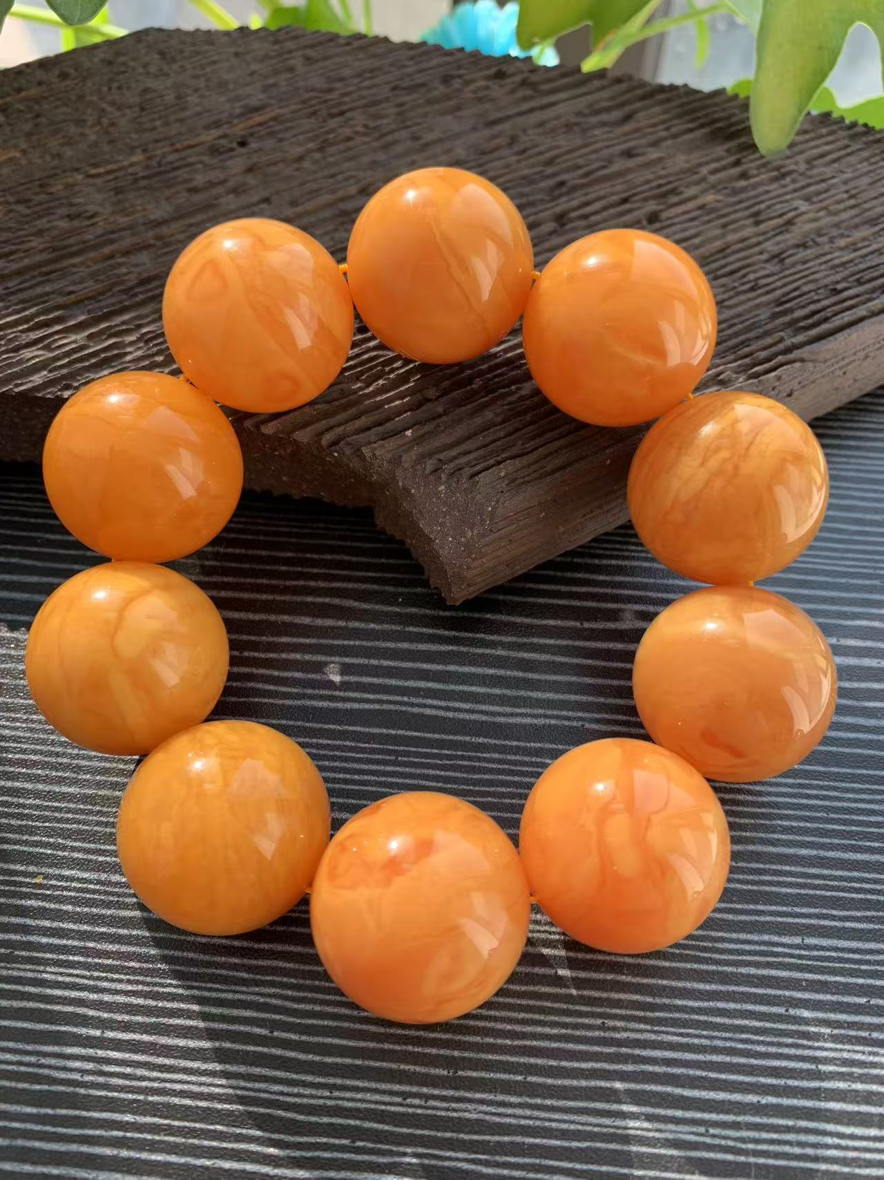 天然俄罗斯蜜糖妖花蜜蜡手串霸气绝美