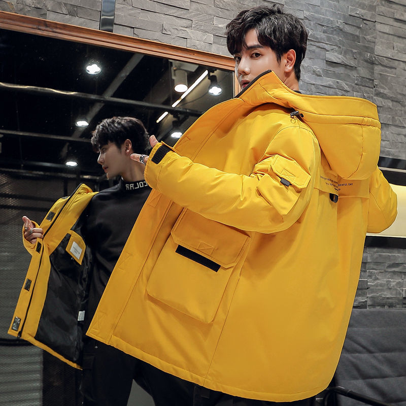 白鸭绒工装羽绒服男女中长款2023新款潮流加厚帅气情侣装冬季