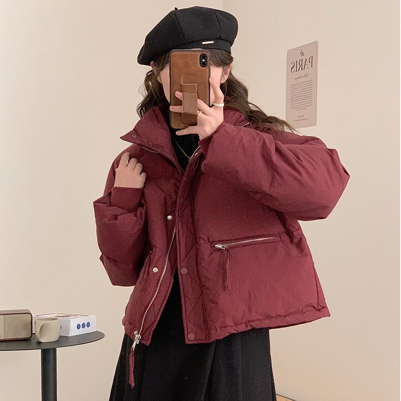 反季2023年新款羽绒服女短款韩版宽松小个子加厚羽绒服面包服