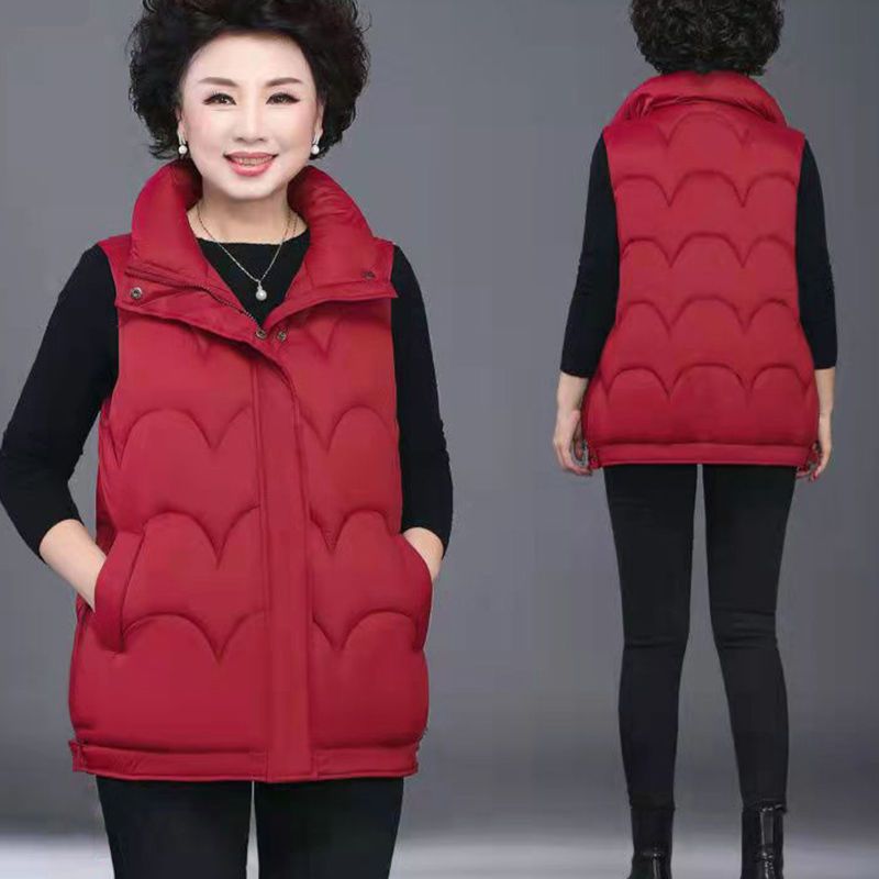 中老年羽绒服马甲女2023新款秋冬短款加大加肥妈妈装马夹背心