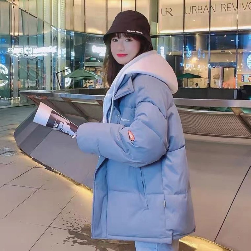 羽绒羽绒服女2023冬季新款假两件学生韩版宽松羽绒服面包服羽