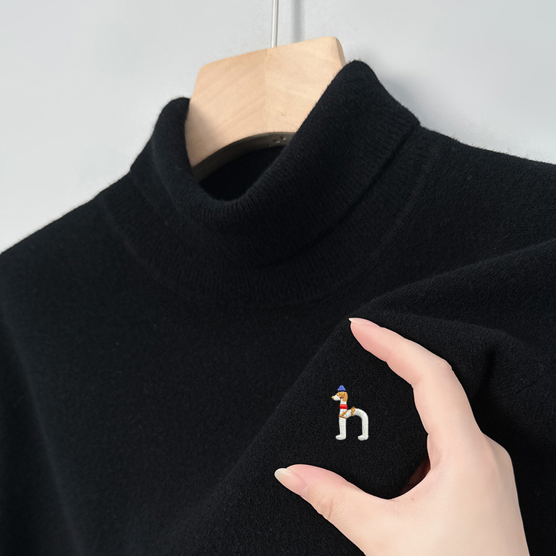 【正品·羊绒衫】秋冬高奢男士轻奢万针刺绣亲肤保暖高领羊绒衫