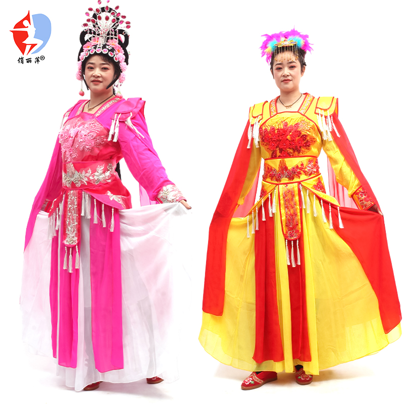 俏丽萍高档雪纺贵妃服扭秧歌服装国风舞台演出服东北大秧歌舞蹈服