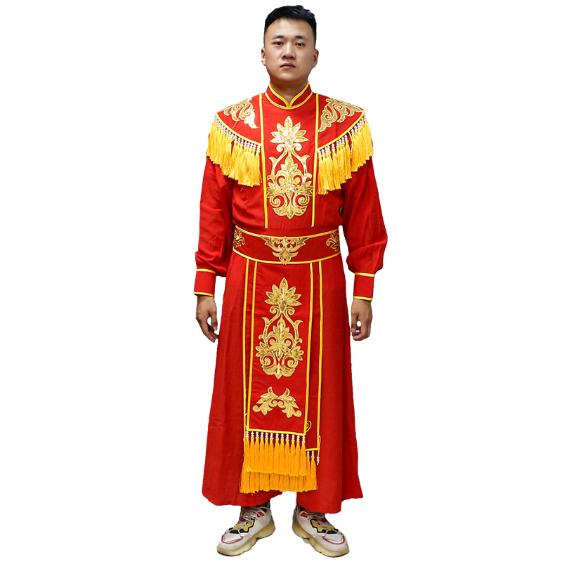 俏丽萍男款演出服秧歌服东北大秧歌服陕北打鼓服套装演出服装批发