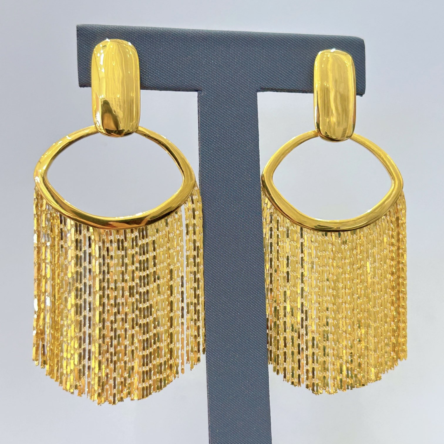 足金眼睛流苏耳钉5G时尚夸张黄金耳钉