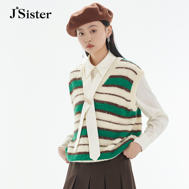 jsister 2024早春新款 JS女装时尚条纹上衣套装女 S333116168