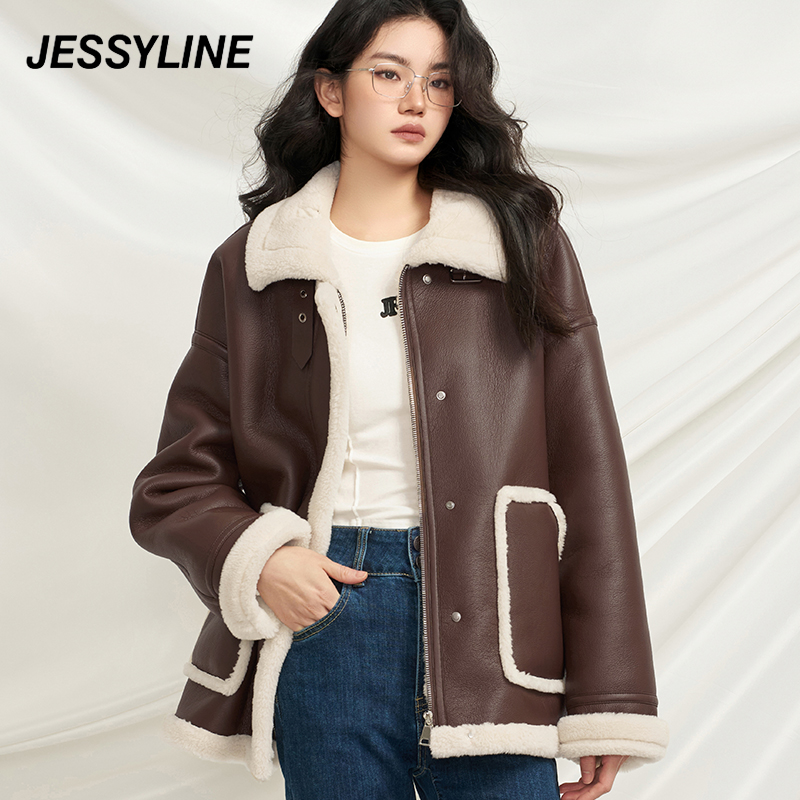 jessyline冬季新款毛呢外套 杰茜莱热力感时尚百搭保暖外套