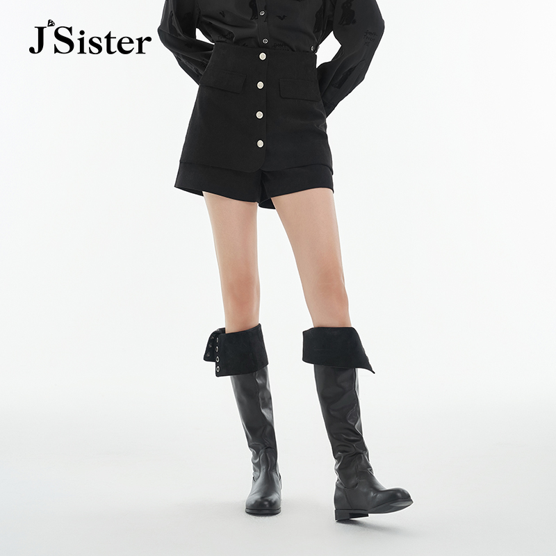 jsister 冬装新款 JS女装时尚黑色流行高腰裙短裤 S341210297