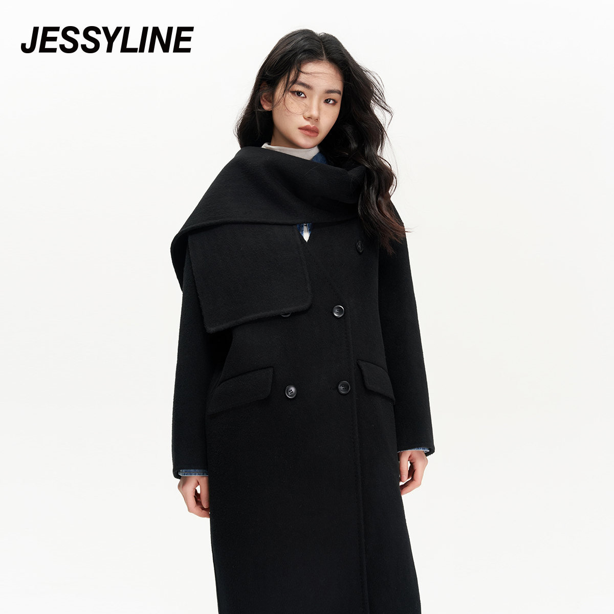jessyline冬季新款毛呢外套 杰茜莱时尚休闲高级感羊毛大衣