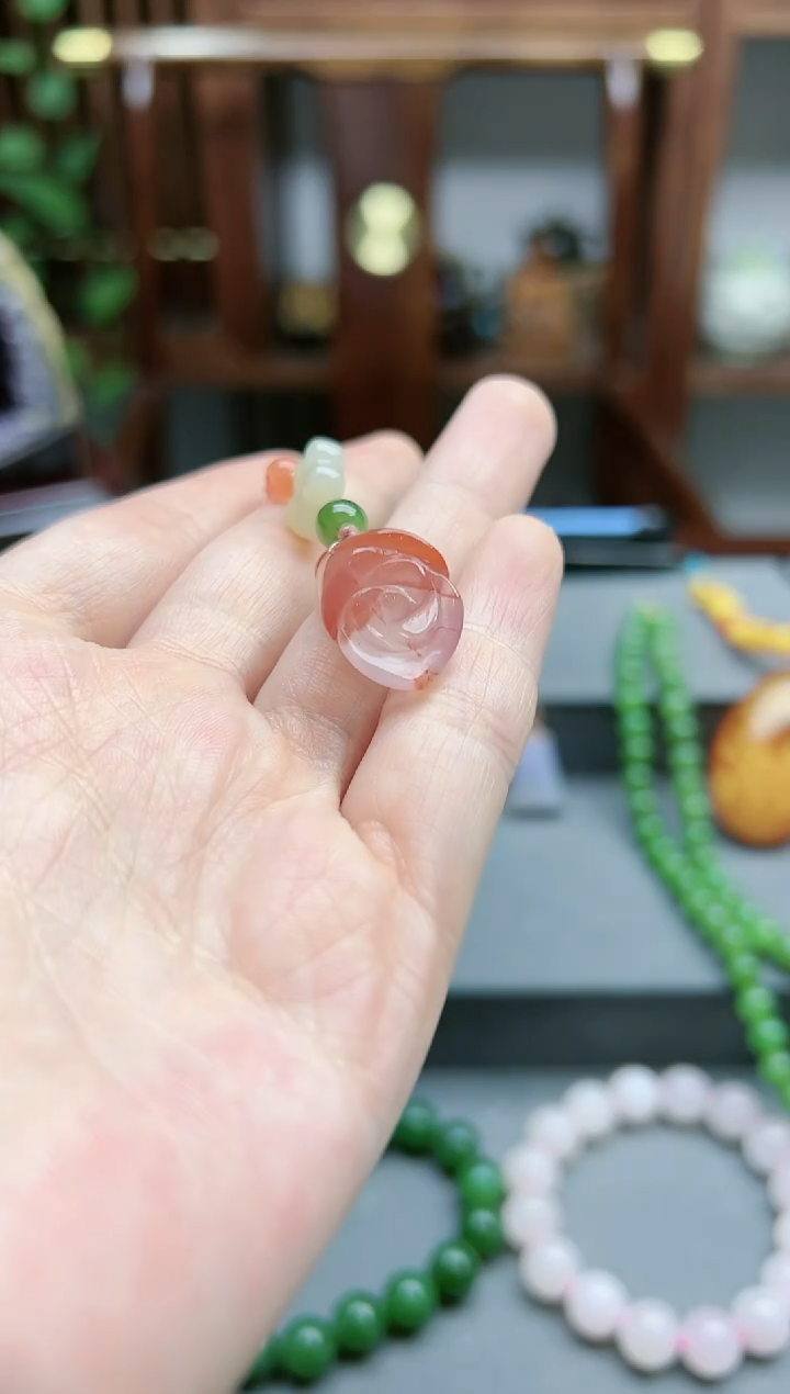 【闪购商品】南红玛瑙挂件未镶嵌南红花挂件*3 DN多样发其一