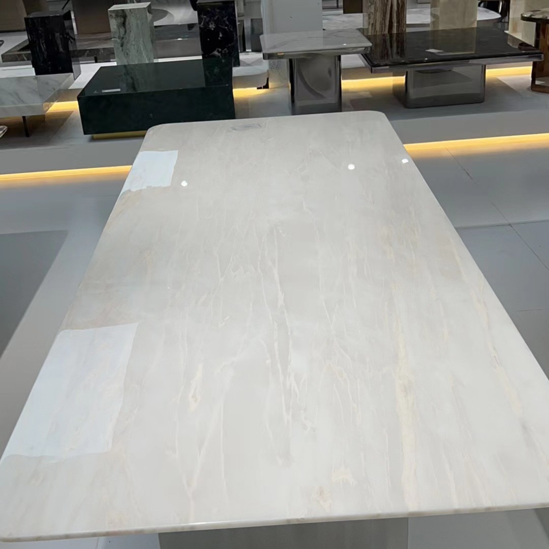 【卡里冰玉】天然奢石大理石餐桌意式极简轻奢长餐桌升降方几