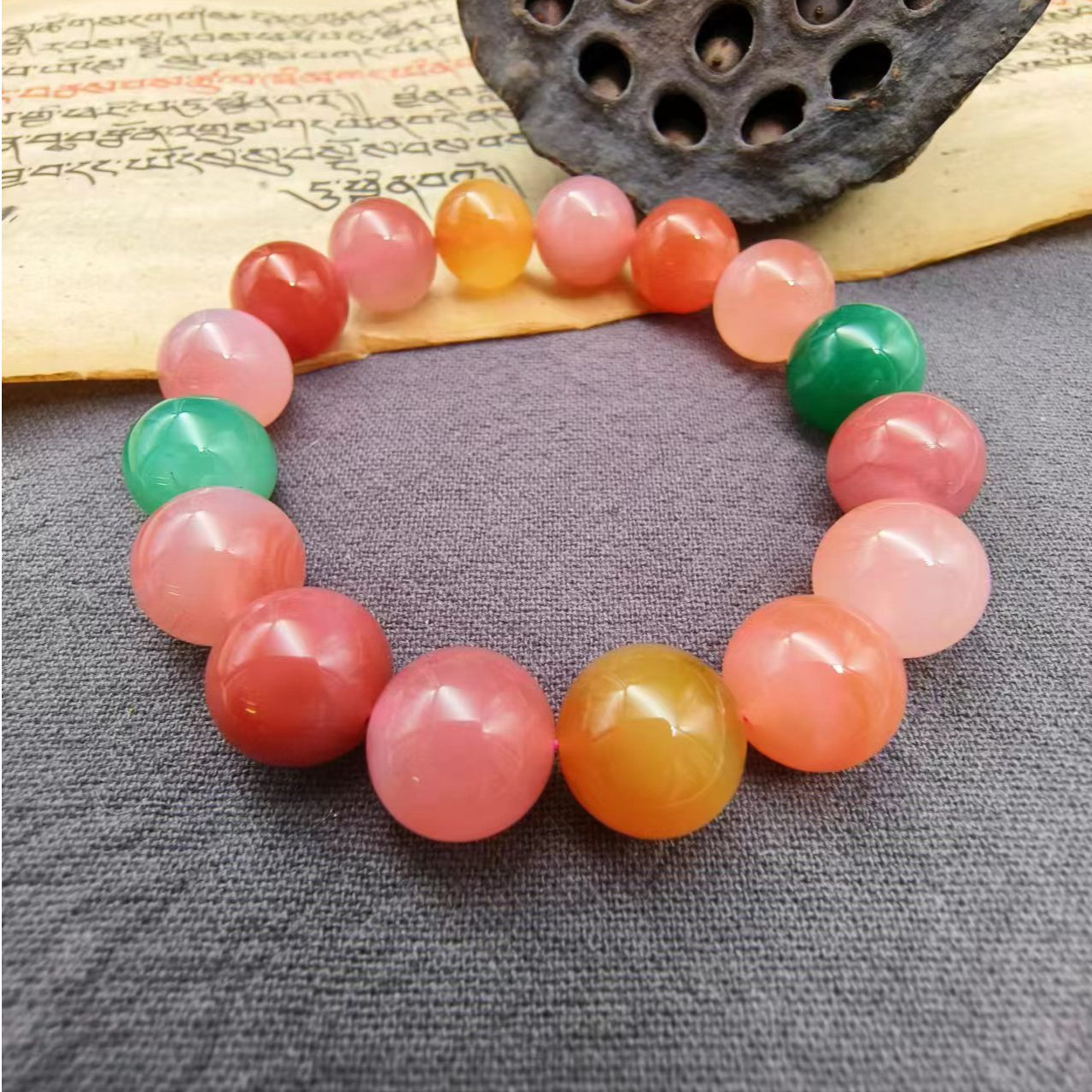 非金属木质手链 民族手工编织手链多宝