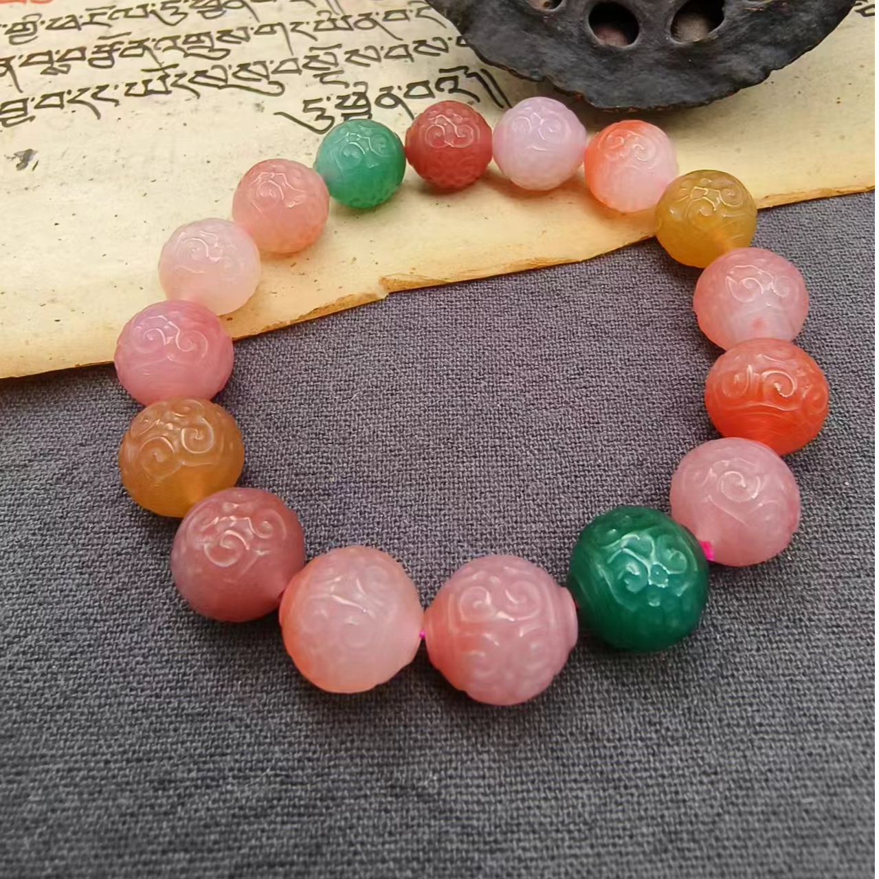 非金属木质手链 民族手工编织手链多宝