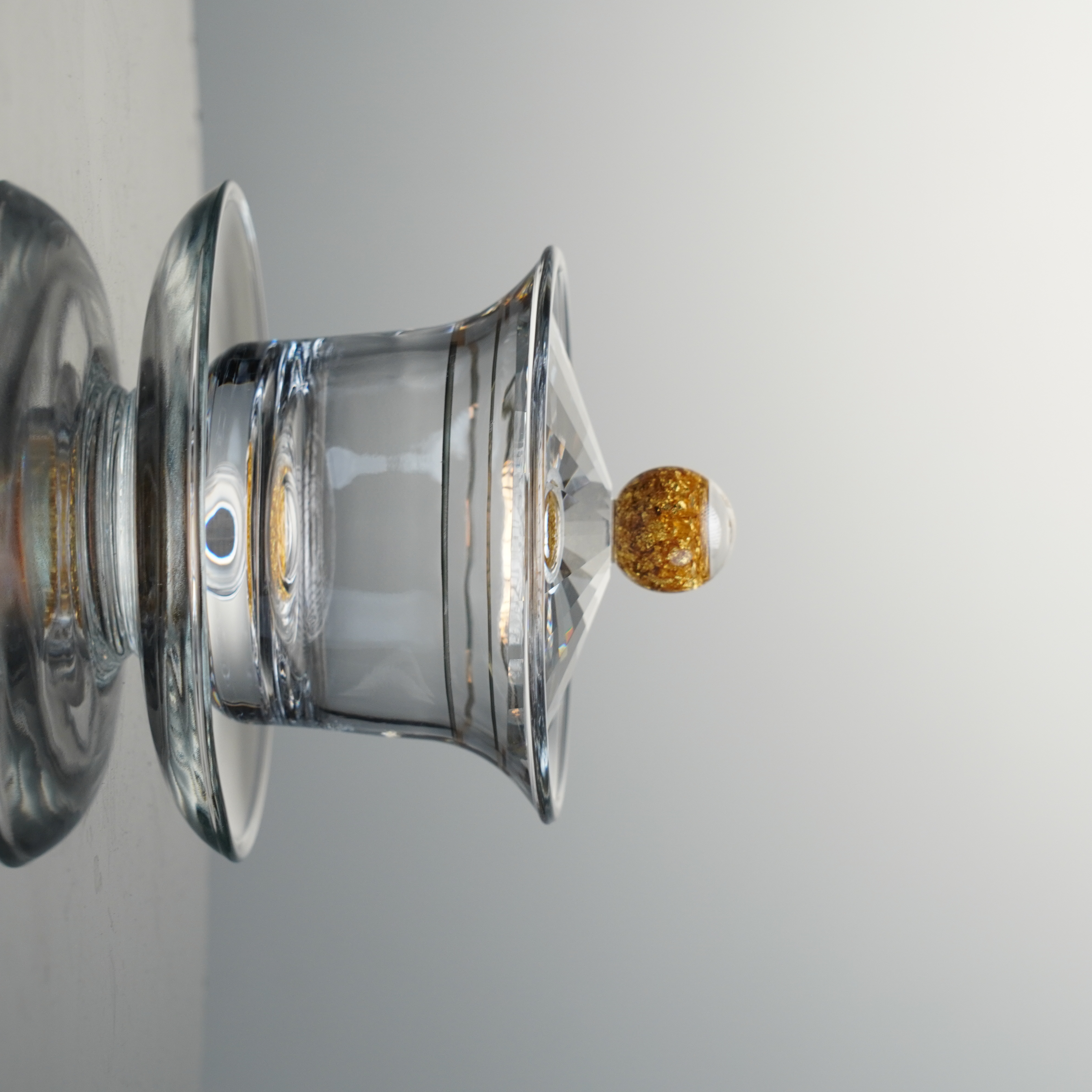 金箔三才盖碗丨钻石切割面丨200mlA级无铅水晶玻璃 茶碗 茶杯