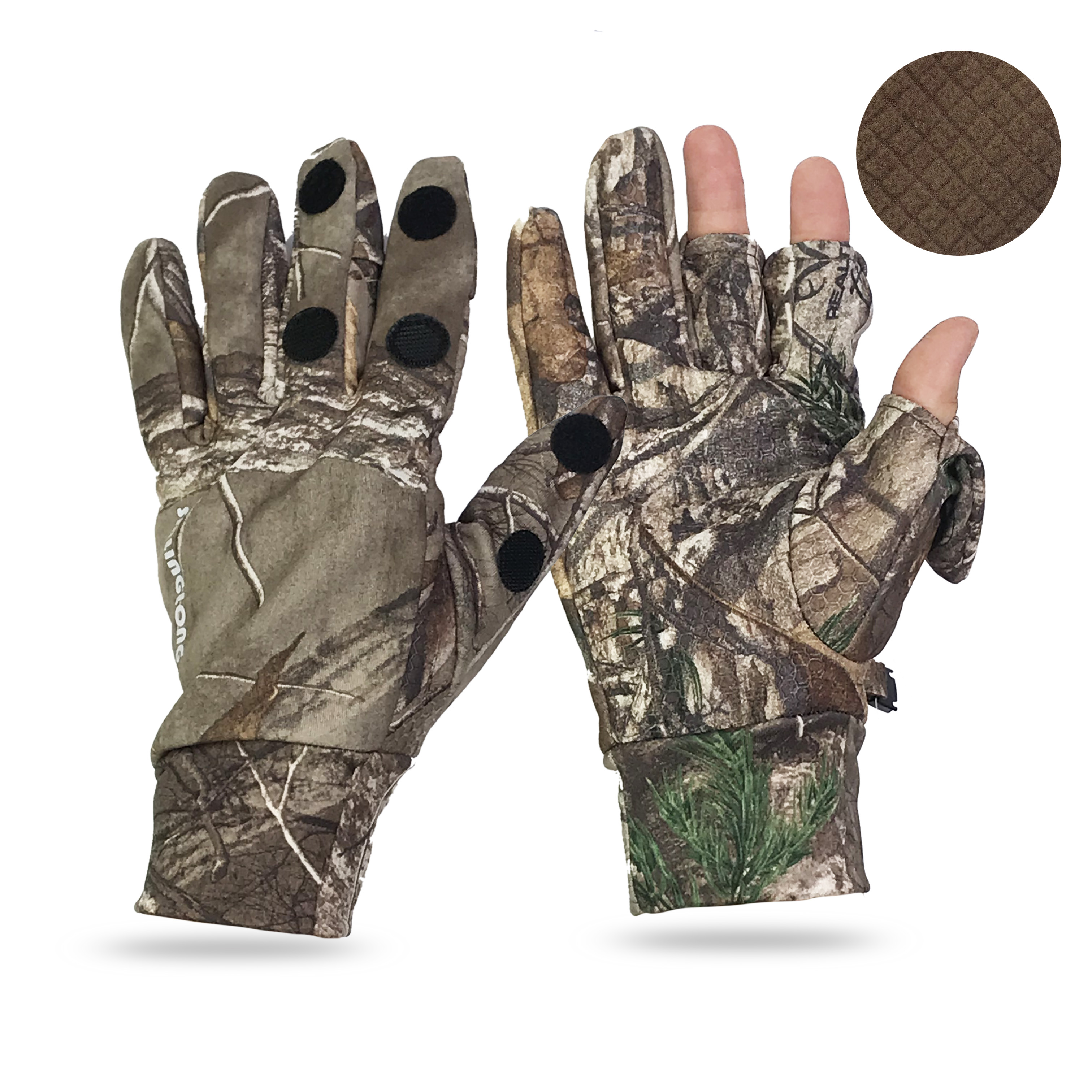 高货户外男女迷彩加厚加绒保暖防滑耐磨翻指翻盖钓鱼防风防水手套