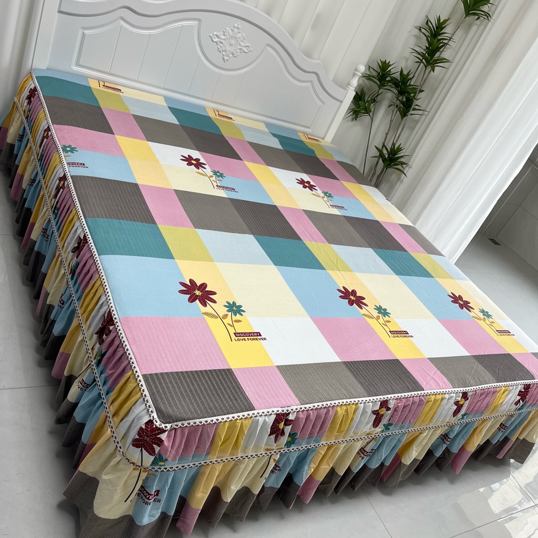 磨毛加厚床罩（花语），加大床裙床盖床单防滑