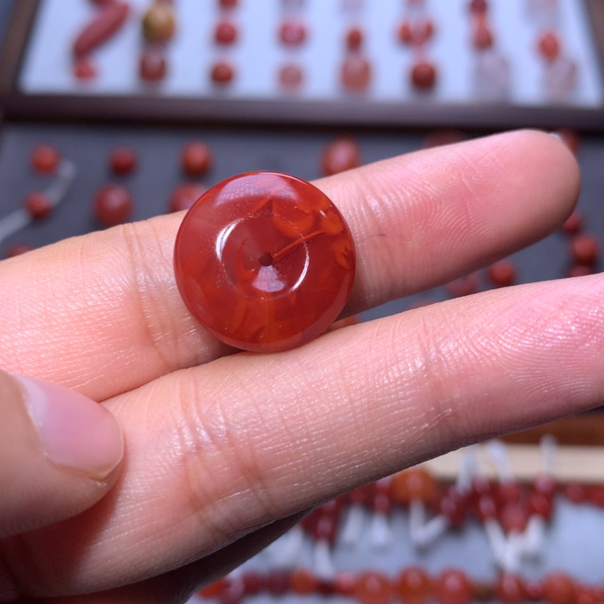 【闪购商品】南红玛瑙扣子未镶嵌谷*瑶17.4×6.3