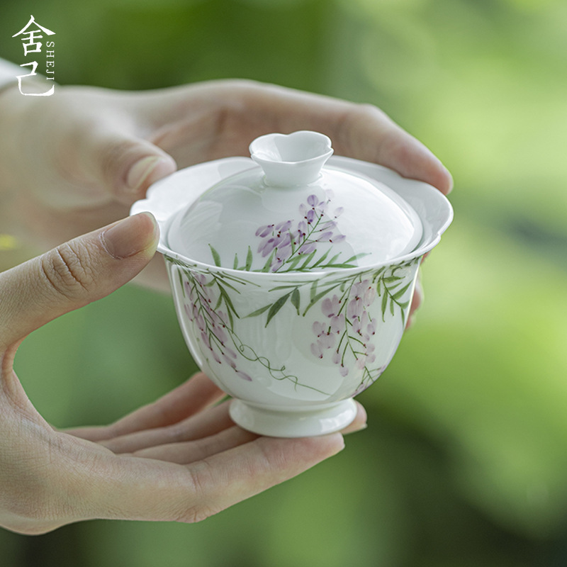 玉泥-云饶紫藤-念露盖碗