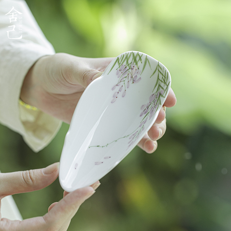 玉泥-云饶紫藤-花瓣茶则