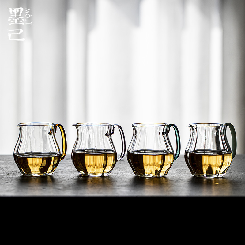 墨己 玻璃瓜棱公道杯 茶道配件耐热分茶器 工厂直销日式茶海公杯