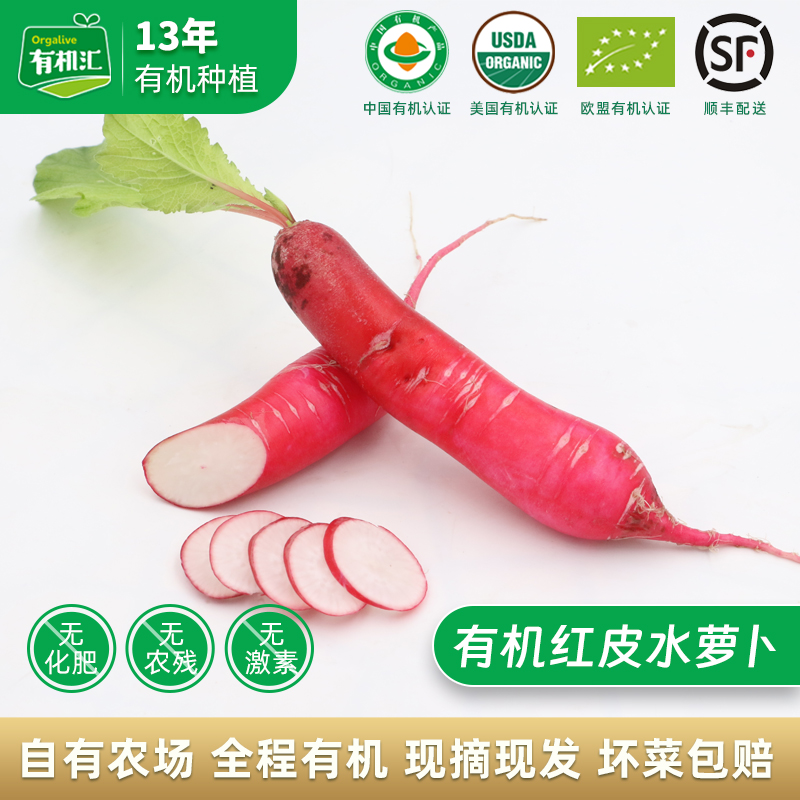 有机汇有机红皮萝卜香脆水萝卜现挖新鲜有机蔬菜500g