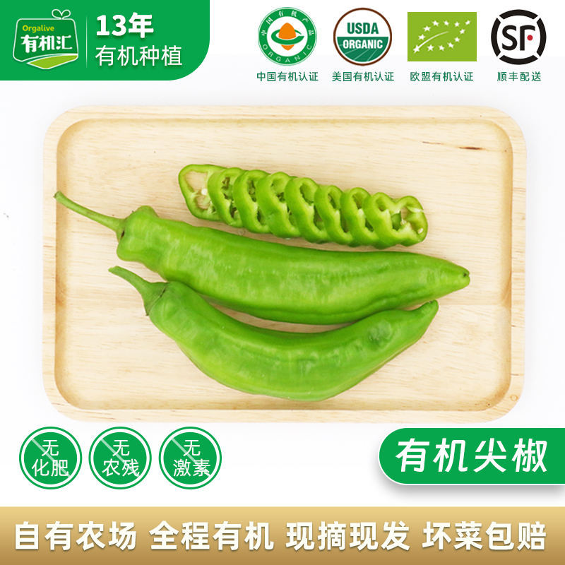 有机汇有机辣椒新鲜蔬菜尖椒绿色农场种植有机菜500g