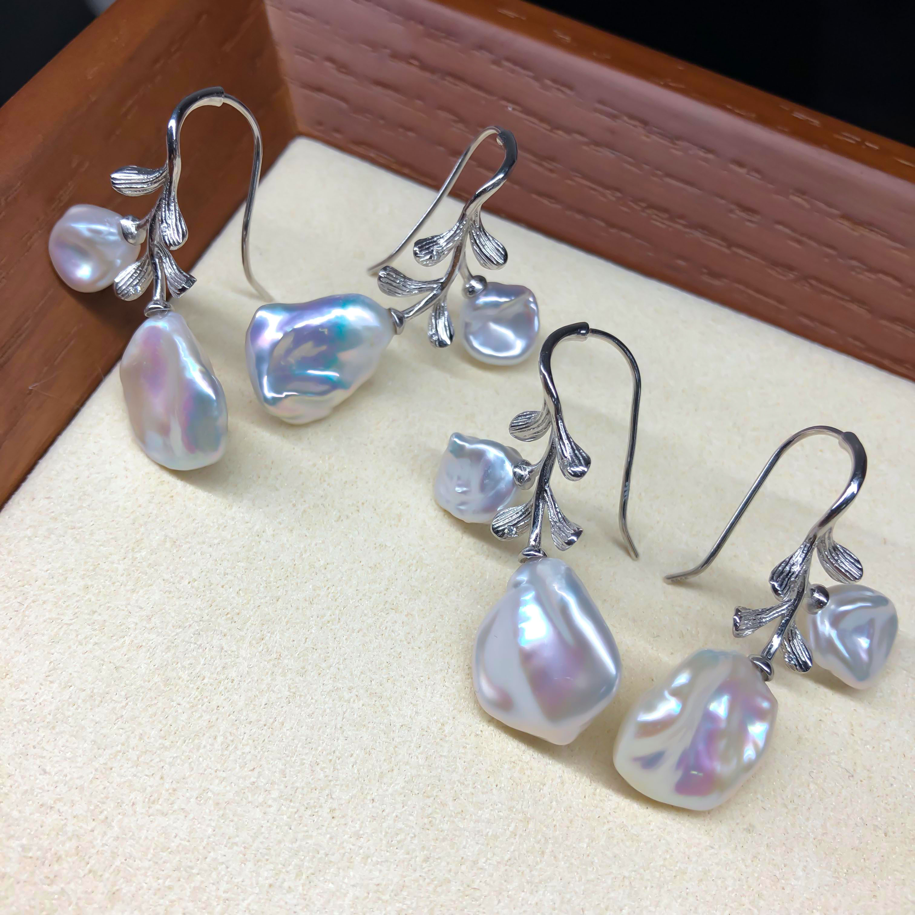 炫彩花枝丨极光花瓣珍珠耳饰客旭 keshi珍珠 单只 多样性发一