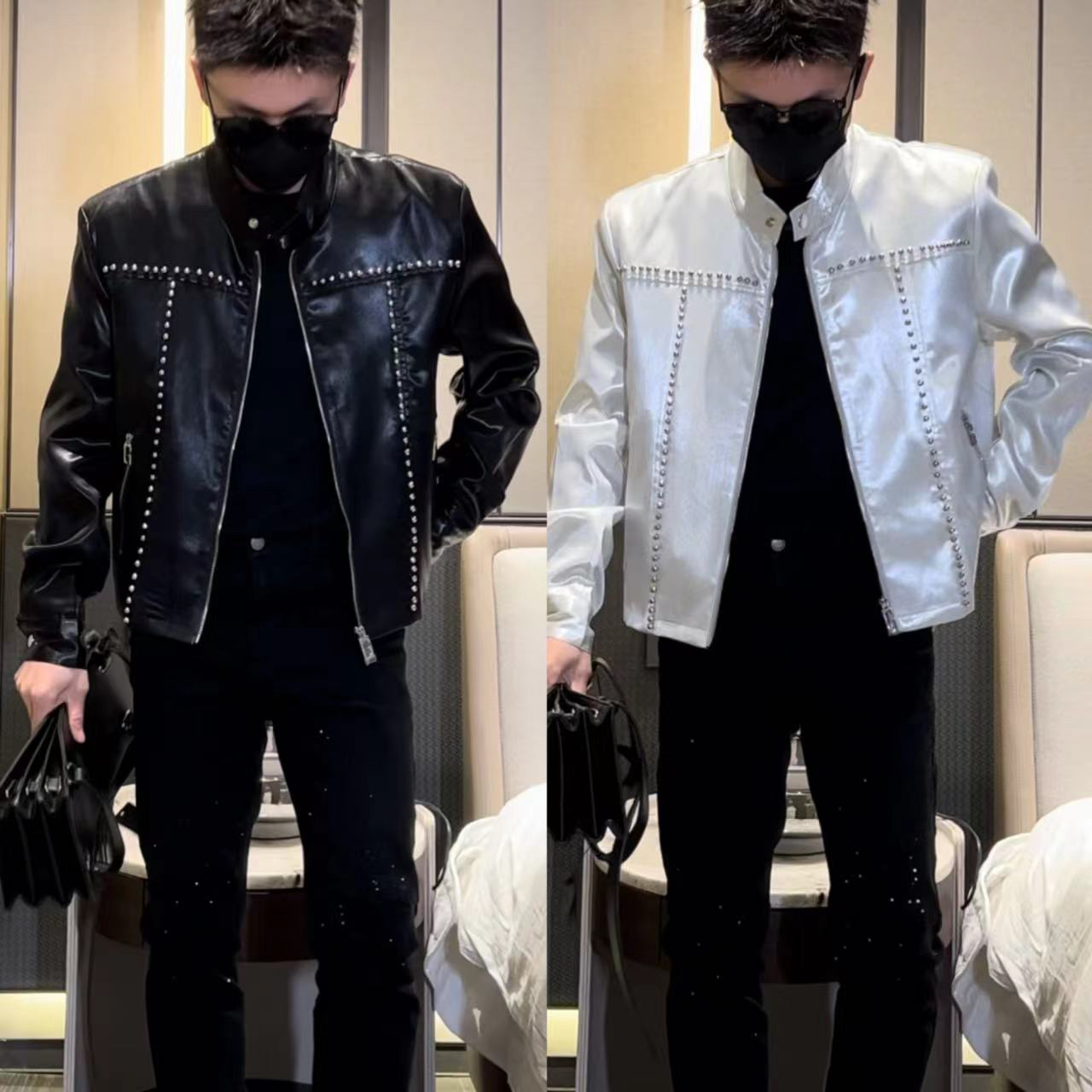 外套928男士春季高品质液态铆钉夹克外套