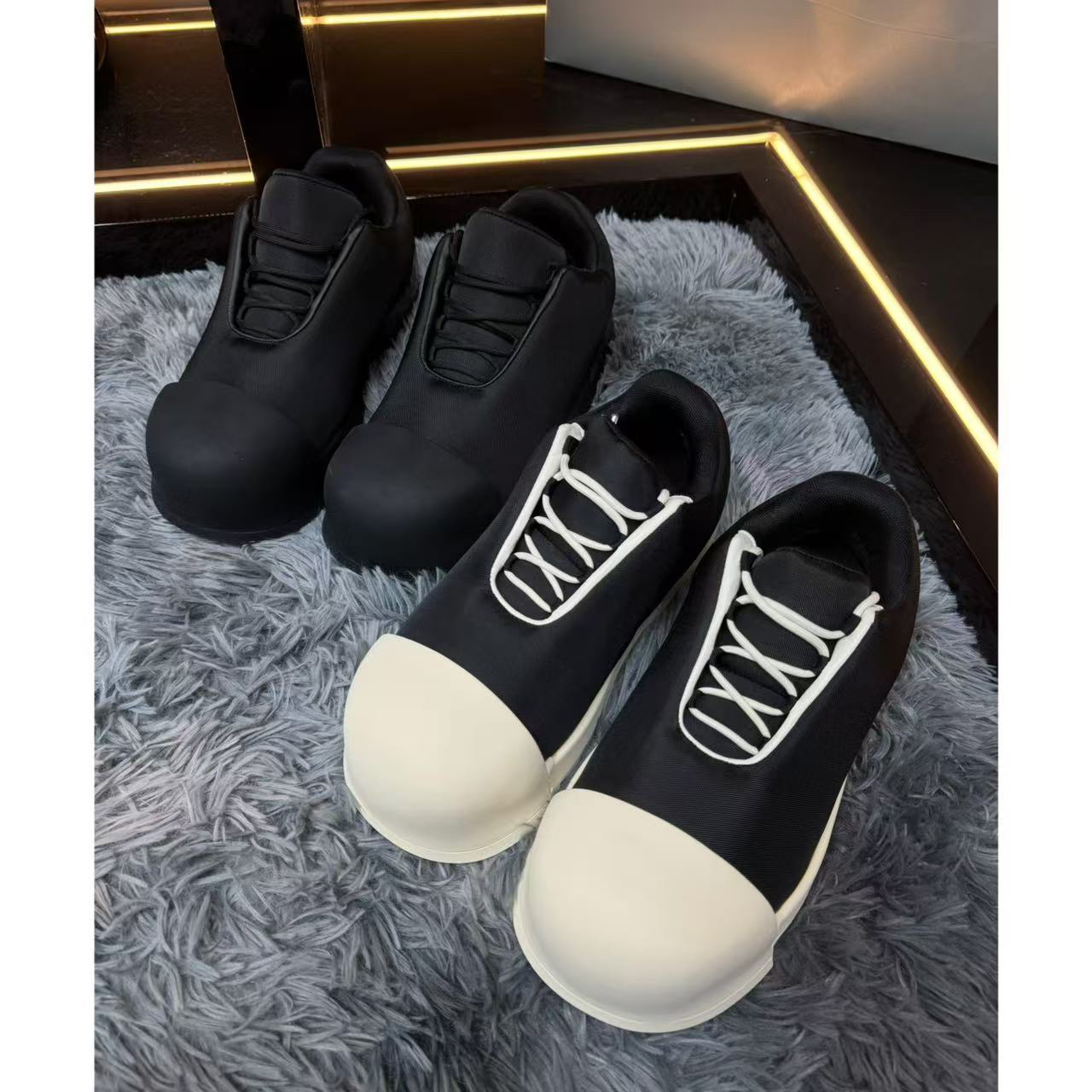 鞋子H2726男士低帮黑白配色系带增高厚底休闲鞋