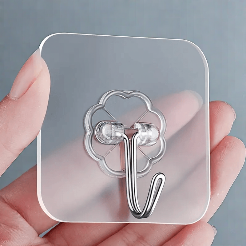 124防水无痕挂钩免打孔透明家用粘钩卫生间强力粘贴强力粘贴免钉