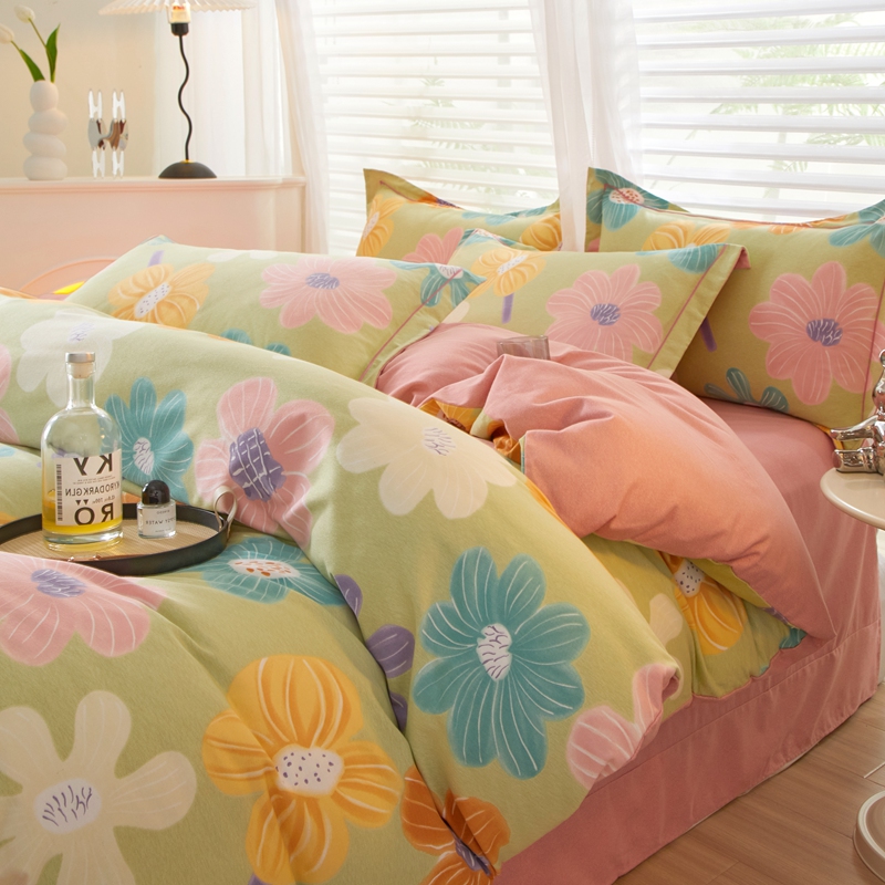 全棉磨毛单被套单件加厚100纯棉被罩套件四件套床上用品4