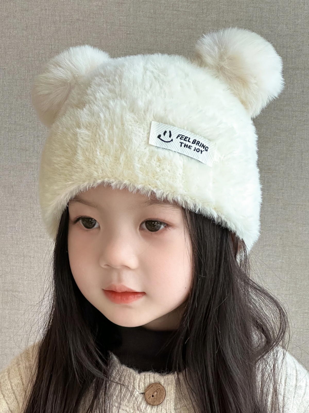儿童帽子女童冬天保暖套头帽宝宝毛绒帽小女孩加绒加厚洋气百搭