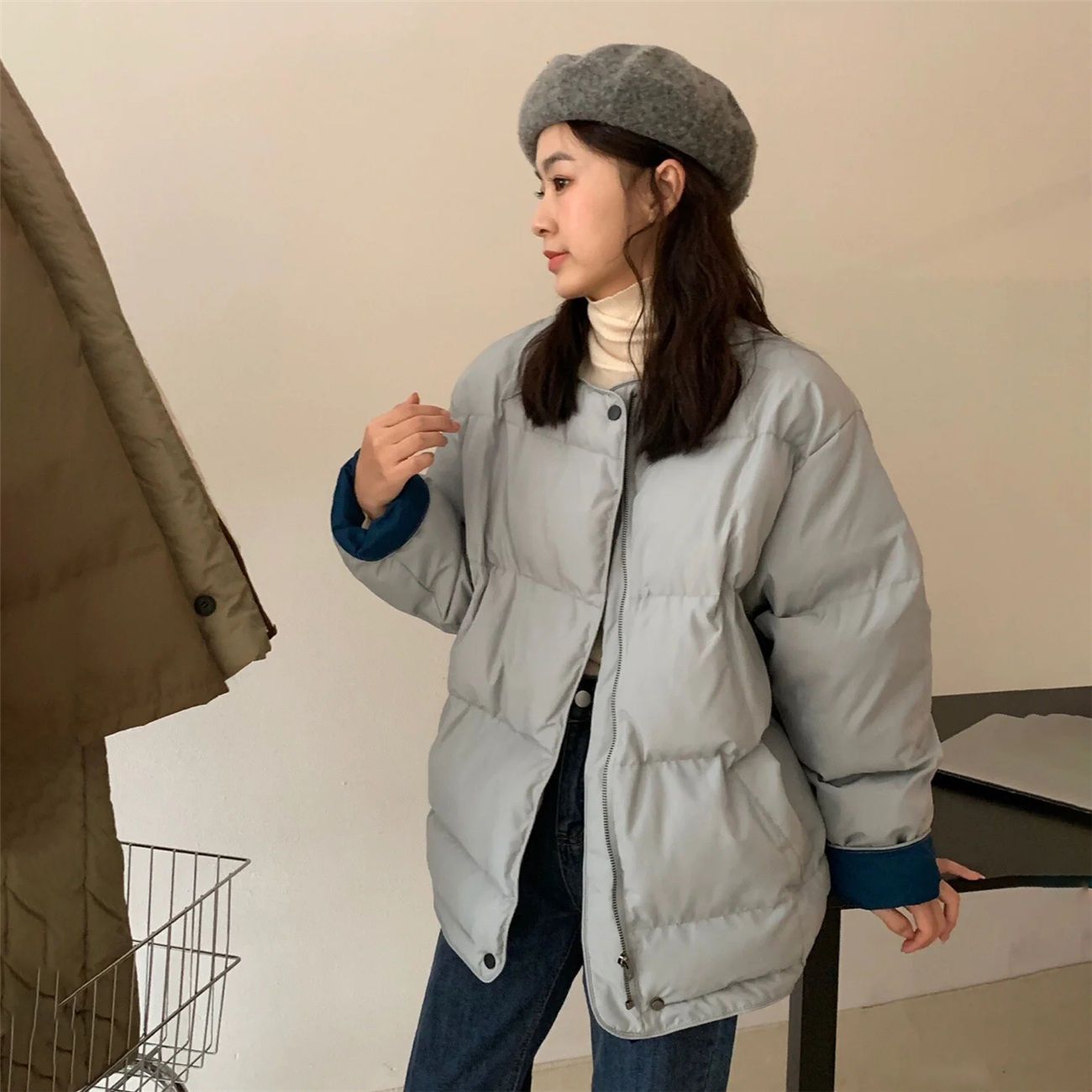 【冬季促销】新款羽绒服无领袄大码服女新款秋冬季防寒保暖加厚洋