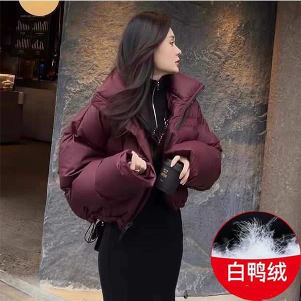 【冬季促销】年秋冬季保暖白鸭绒羽绒服女立领韩版短款加厚面包服