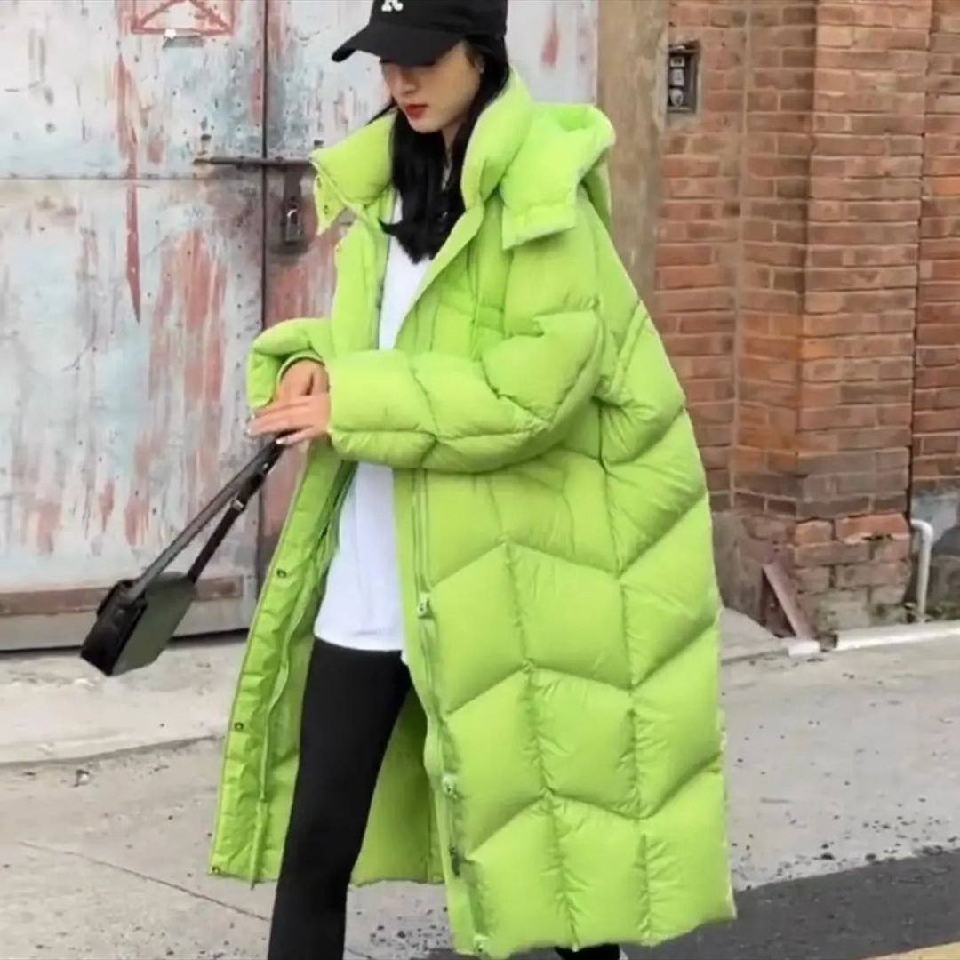 亮面免洗韩系高档衣服女冬装中长款宽松洋气棉袄防寒服外套
