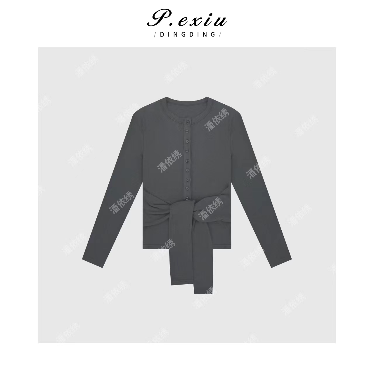 韩系简约绑腰针织上衣Q97703