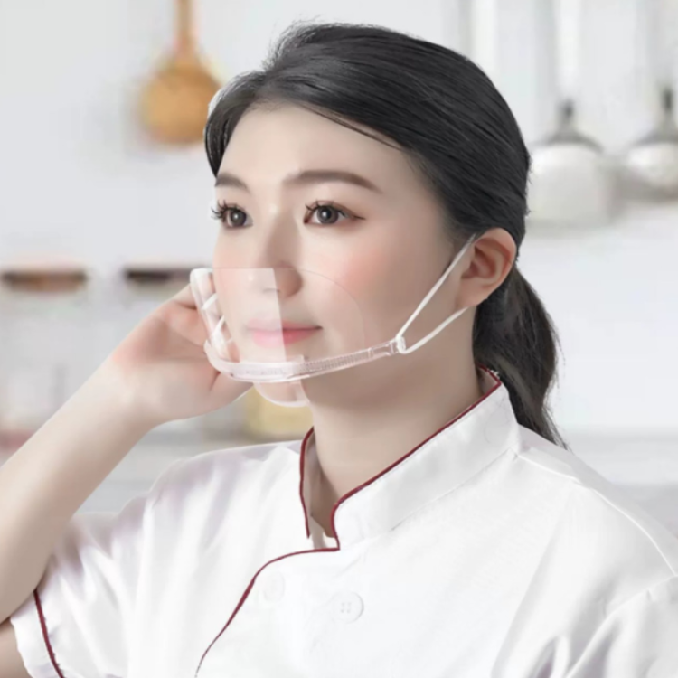 透明口罩厨师面罩餐饮食品塑料专用厨房餐厅食堂防雾口水飞沫唾沫