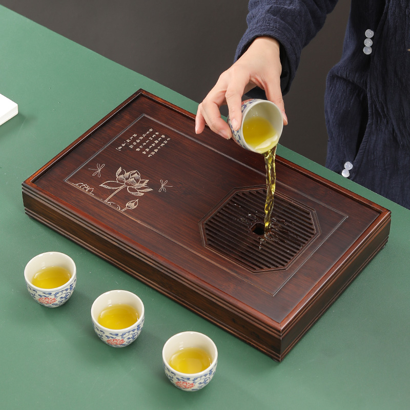 竹制茶盘家用茶托盘储水蓄水式小茶台竹木日式干泡盘泡茶盘大小号