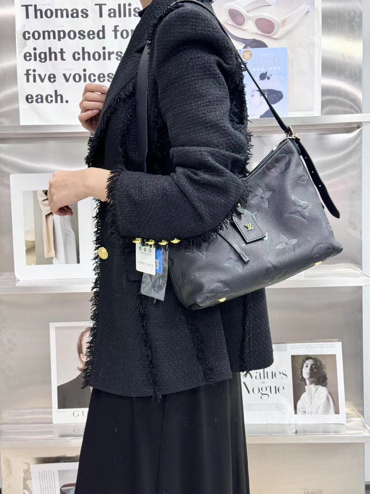 99新 LouisVuitton/路易威登 carryall小号黑色全皮包/无公价甄选
