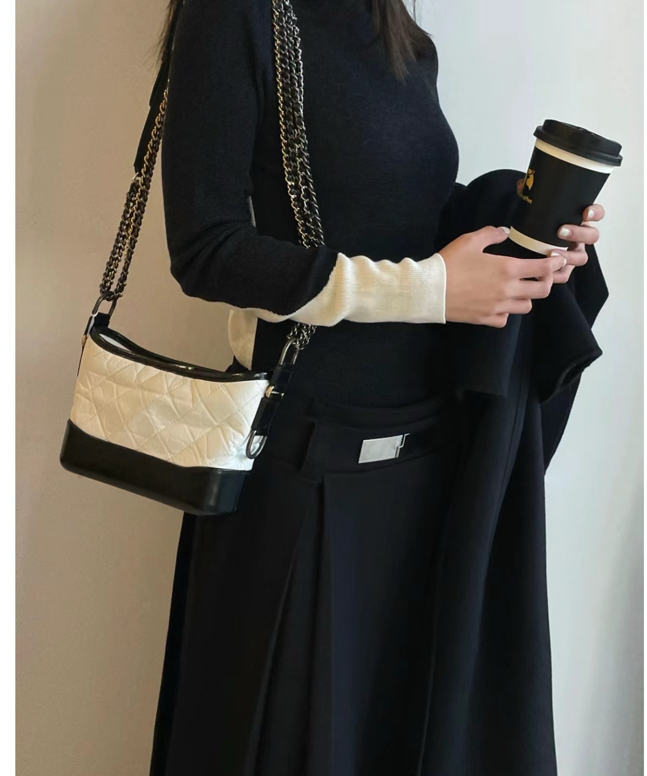 95新 Chanel/香奈儿 98新/chanel香奈儿流浪小号黑白色/甄选