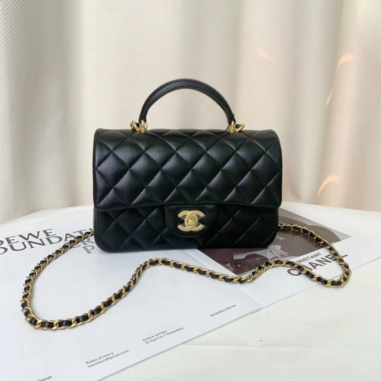 99新 Chanel/香奈儿 chanel cf手柄大mini黑金/优品