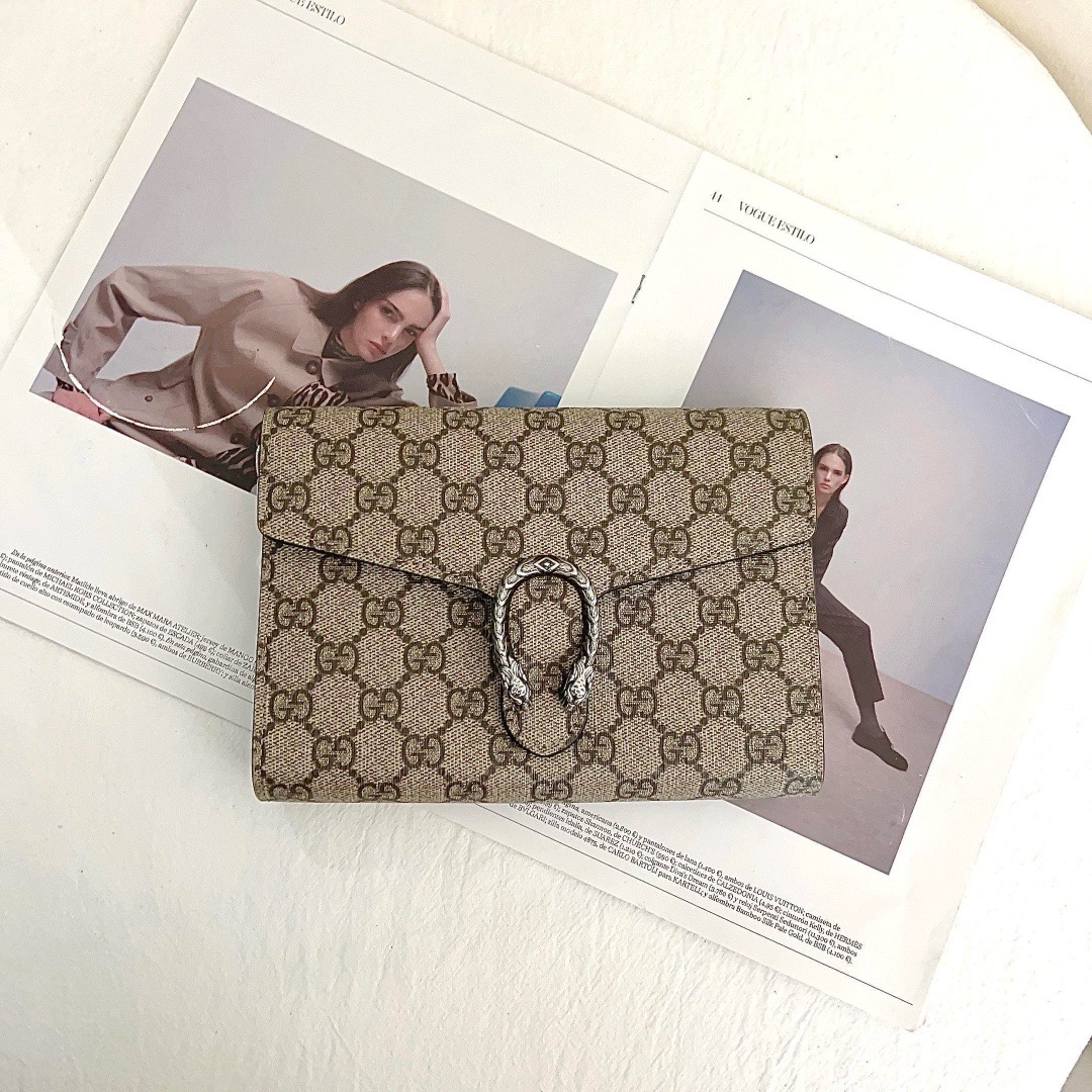 99新 GUCCI/古驰 gucci 酒神woc 驼色 斜挎链条包/严选