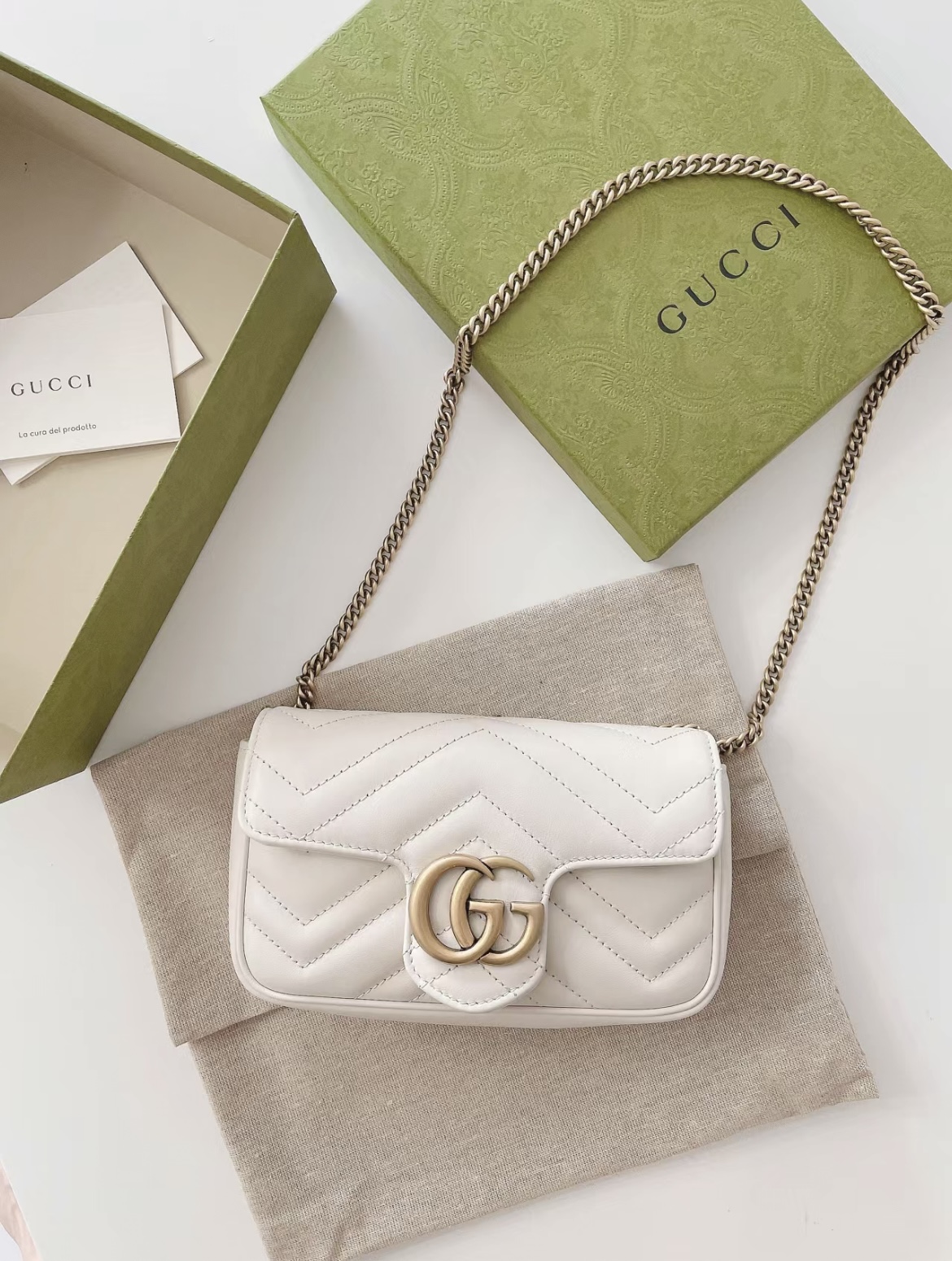 95新 GUCCI/古驰  marmont mini白金包/98新/优品
