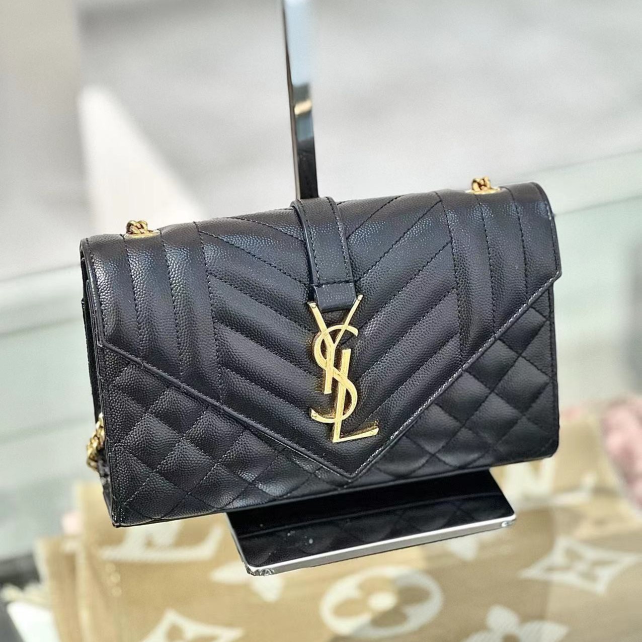 99新 YSL/圣罗兰 ysl新款信封黑金小号/甄选