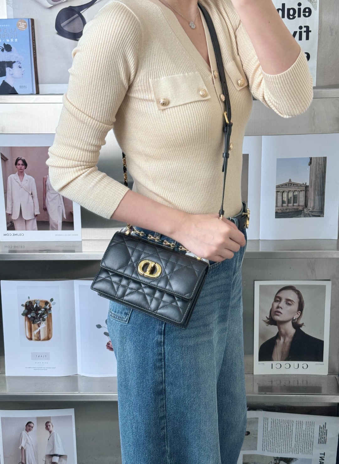 99新 DIOR/迪奥 Dior miss caro黑金单肩包/甄选